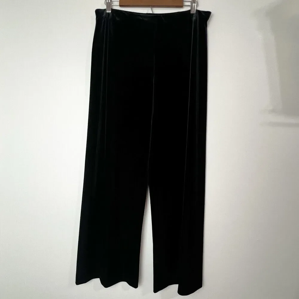 NWT Alex Evenings Set Formal Silver Floral Lace Top Black Velvet Pants Size XLP